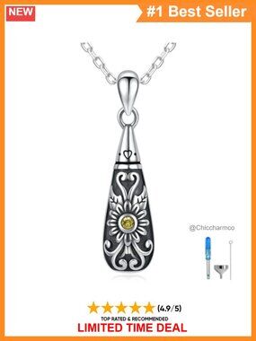 925 Sterling Silver Urn Pendant Necklace Teardrop Cremation Jewelry for Ashes